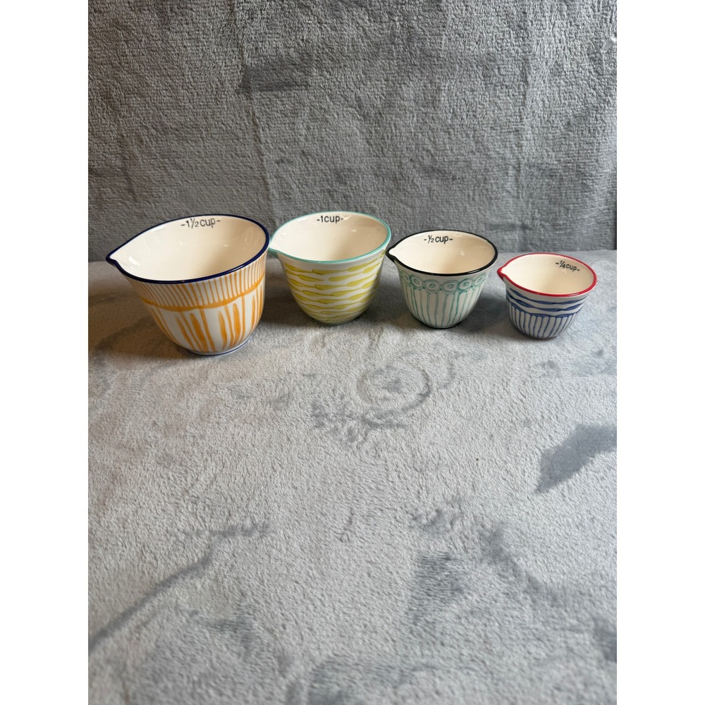 Anthropologie Measuring Cups Unisex OS Multicolor Excellent Ceramic Nesting Set